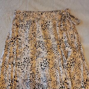 Maurices Animal Print Elastic Waist Midi Skirt With Tie Detail MEDIUM
